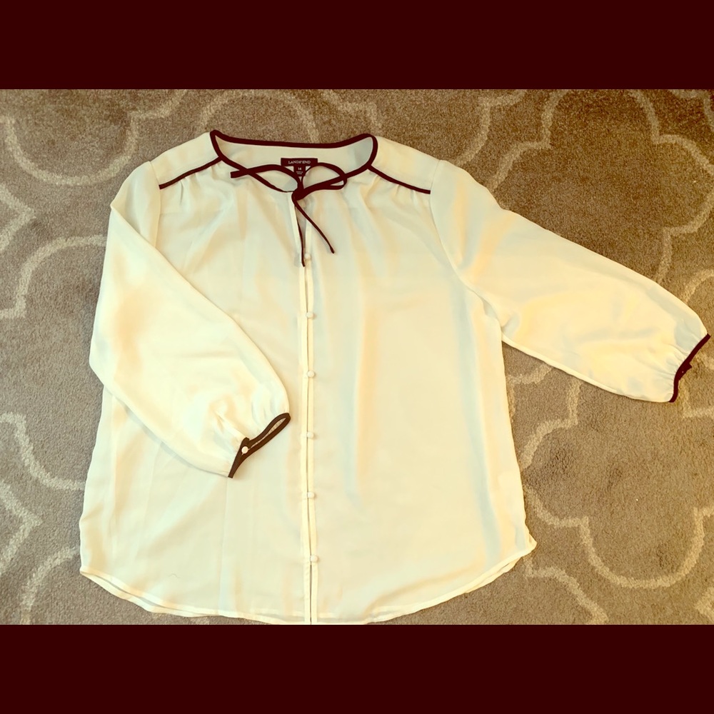 Lands End Ivory and Black Blouse